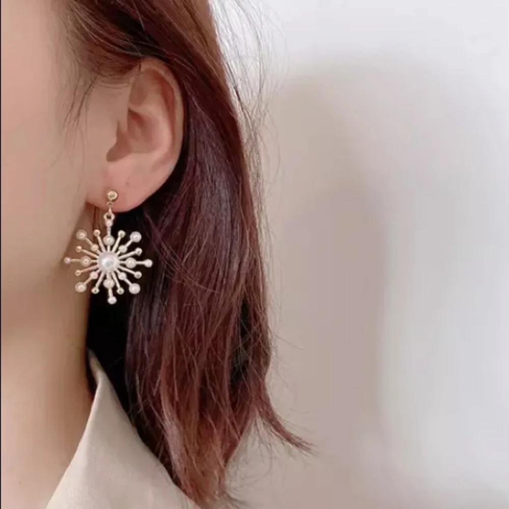 Gold Plated Simulated Pearl Earrings - Picture 2 of 4